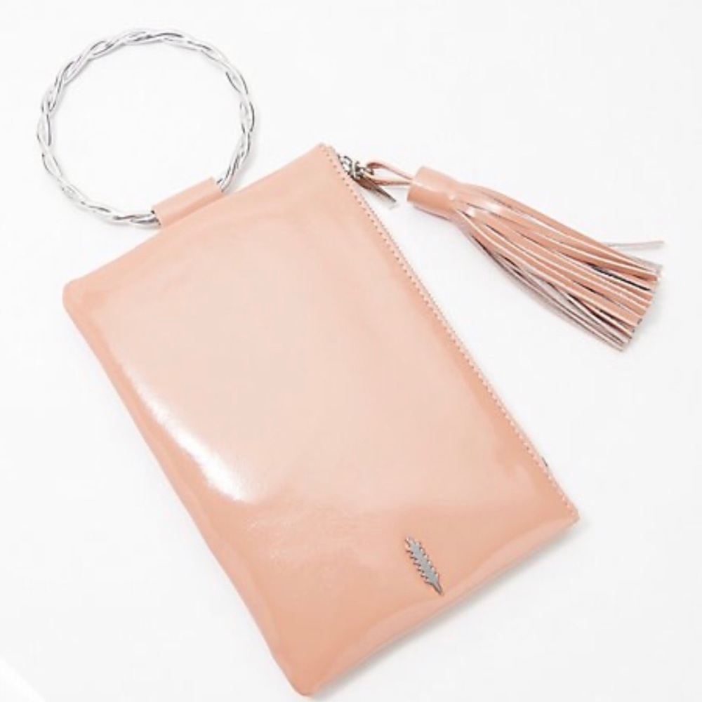 THACKER Leather Clutch with Twisted Ring Handle -